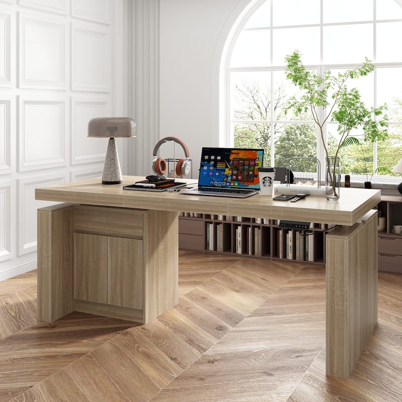 70.9"W Dining Table White Adjustable Workstation Desk Modern Office Desk Height Adjustable Standing Desk Kitchen Island