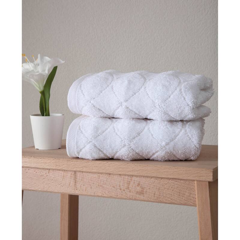 Ozan Premium Home Esperance Collection 100% Turkish Cotton 2-Pc. Hand Towels - White