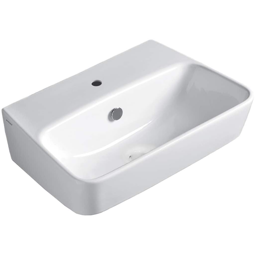 Whitehaus Britannia Rectangular Wall Mount Basin with Single Hole