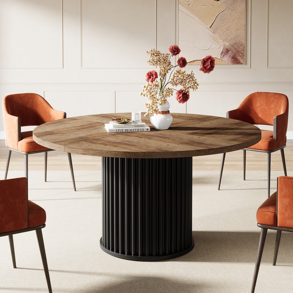 47-inches Round Dining Table for 4-6, Modern Kitchen Table with Heavy Duty Base - 47.24" W x 47.24" D x 29.92" H