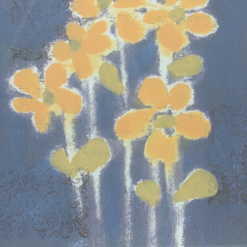 HomeRoots 15" X 15" Blue And Yellow Flower Wood Square Framed Art