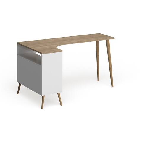 Carson Carrington Kristiansund White and Oak 2-drawer L-shaped Desk