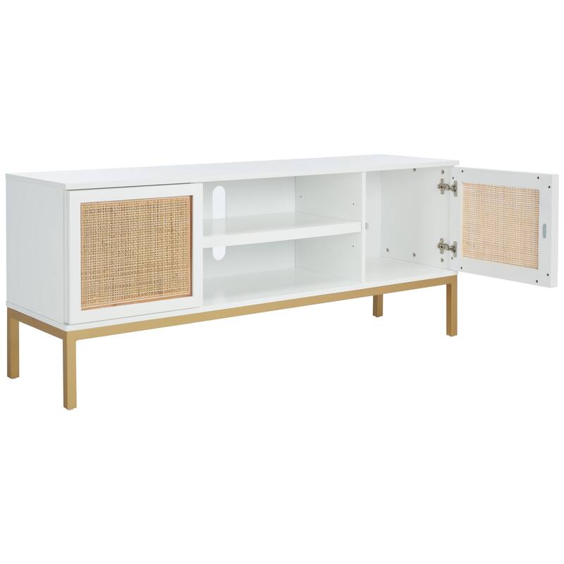 SAFAVIEH Zadie 1 Shelf Rattan Media Stand - 54" W x 15" D x 22" H
