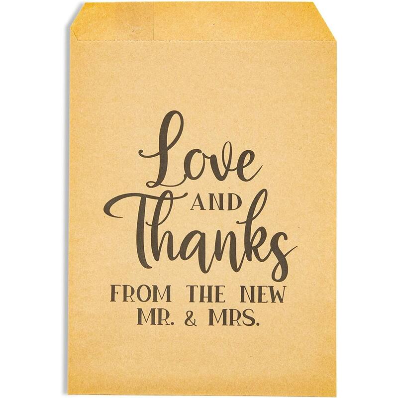 Blue Panda Kraft Paper Treat Bags for Wedding Party Favors (5 x 7.5 Inches, 100-Pack)