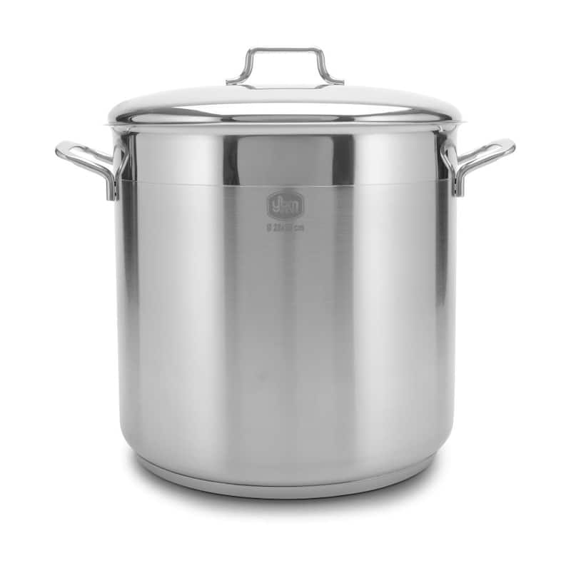 YBM Home Professional Chef's 18/10 Stainless Steel Stock Pot, Induction Compatible - 21 Quart - Black