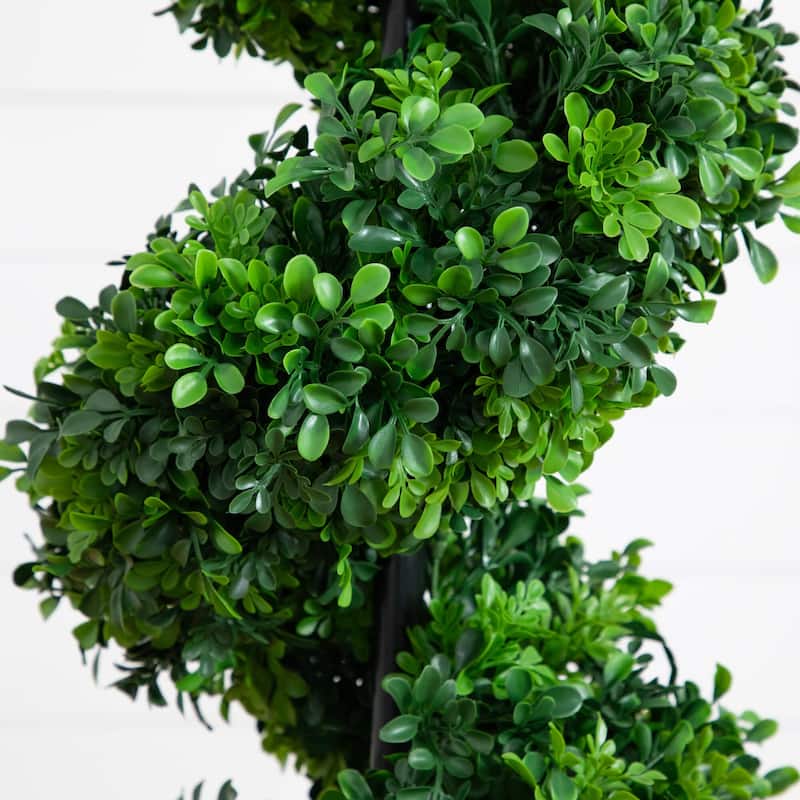 Spiral Boxwood Topiary Outdoor Artificial Potted Tree - 5'