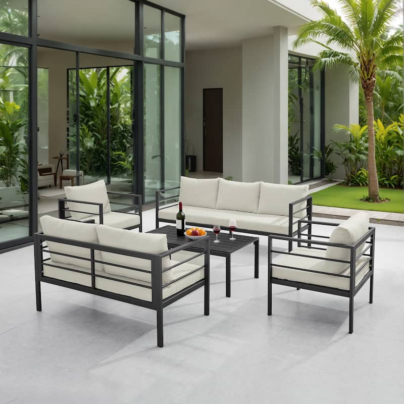 Corvus Gamba 5-piece Outdoor Iron Patio Seating Set with Coffee Table