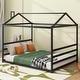preview thumbnail 10 of 10, Black Queen Size Metal House Shape Platform Bed