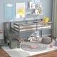 preview thumbnail 1 of 3, Grey Twin Size Pine Wood Loft bed with staircase and Fence for Kids, Boys and Girls Grey