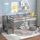 preview thumbnail 6 of 7, Twin Size Pine Wood Loft Bed with Staircase and Fence Grey