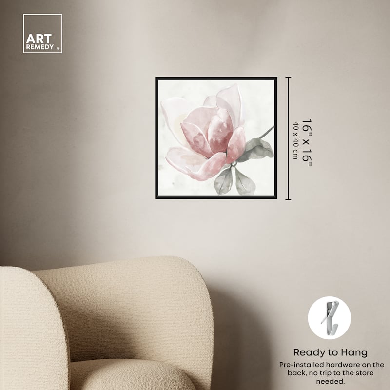 Art Remedy Faded Blush Rose Framed Floral Fine 1 Piece Canvas Wall Art
