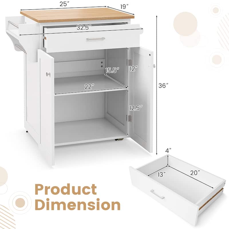 Gymax Rolling Kitchen Island Utility Kitchen Cart Storage Cabinet - See Details