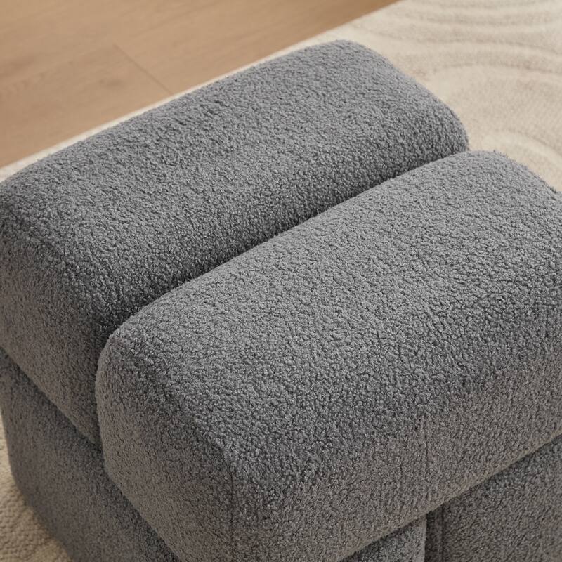 SEYNAR Modern 16.5''Faux Sherpa Square Cube Otttoman