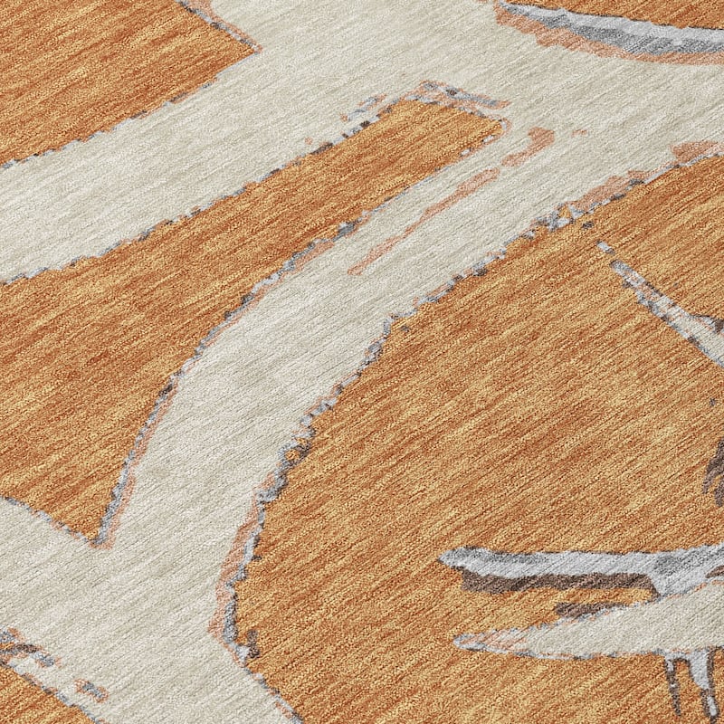 Machine Washable Indoor/ Outdoor Abstract Contemporary Chantille Rug