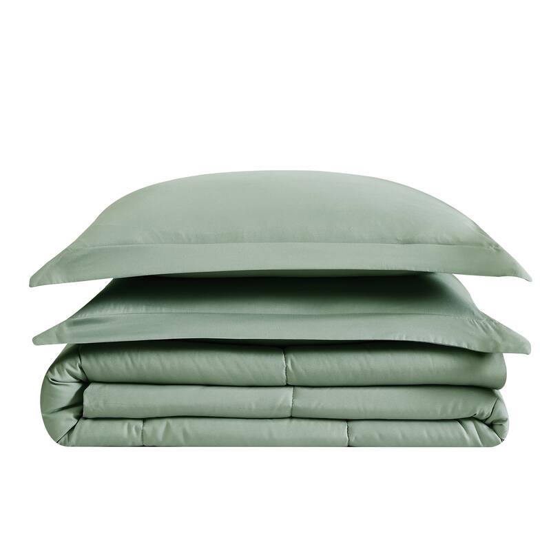 London Fog Garment Wash Solid 3 Piece Comforter Set - Green - King