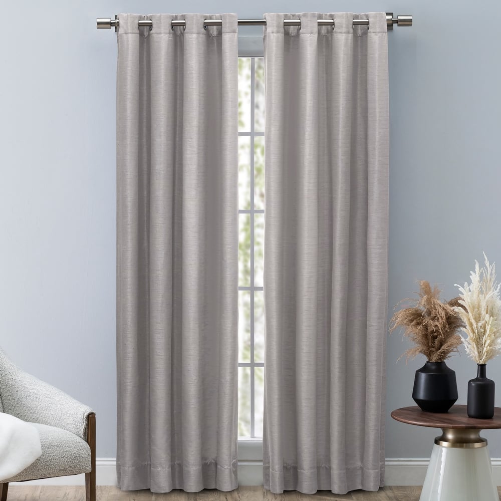 Porch & Den Peete Grasscloth Grommet Curtain Panel