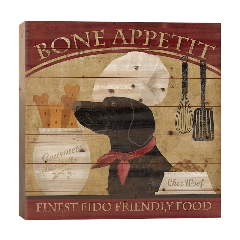 Bone Appetit Print On Wood by Conrad Knutsen - Multi-Color - 26x26x1.5