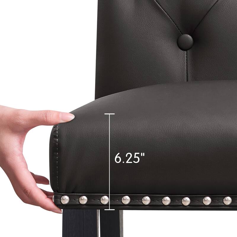 Subrtex (Set of 2) Leather Dining Chair with Riveted Button Decoration