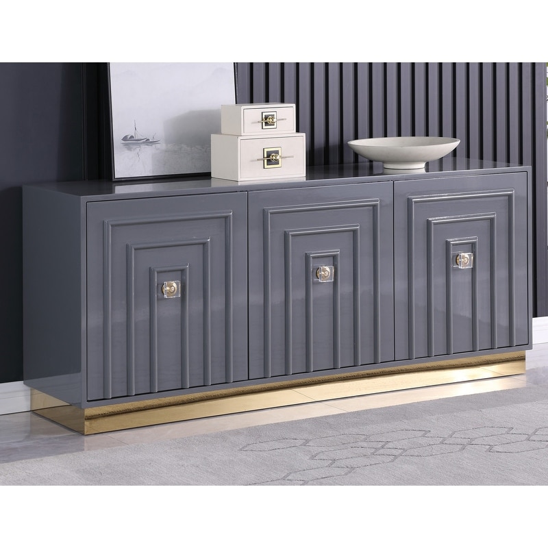 Best Master Furniture Lacquer Sideboard with Gold Accents