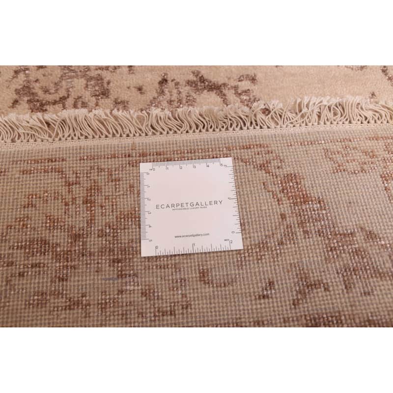 ECARPETGALLERY Hand-knotted Heritage Tan Silk, Wool Rug - 2'6 x 16'2