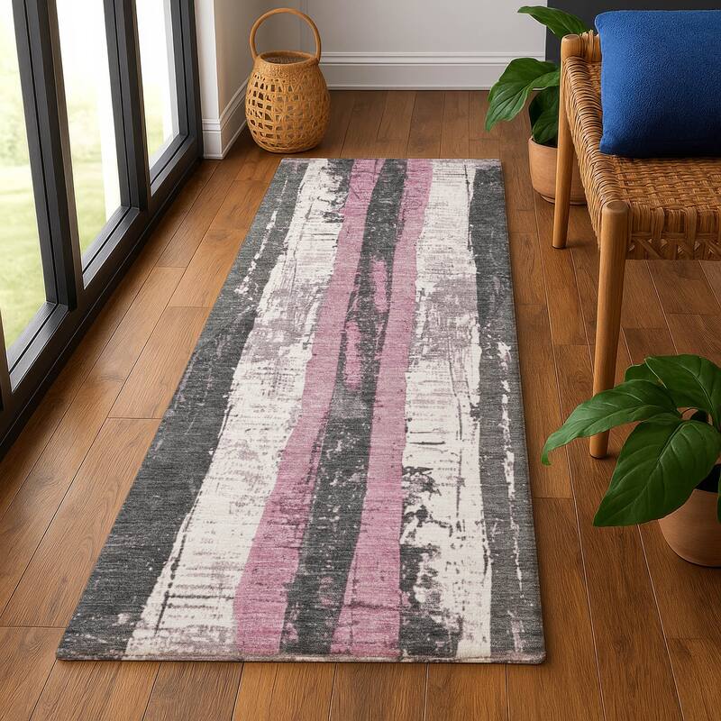 Premium Washable Super Soft Casual Contemporary Mayfield Rug - Blush - 2'3" x 7'6"