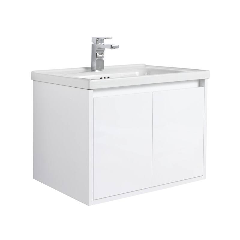 Blossom 24" Wall-Mounted Floating Bathroom Vanity with Ceramic Sink