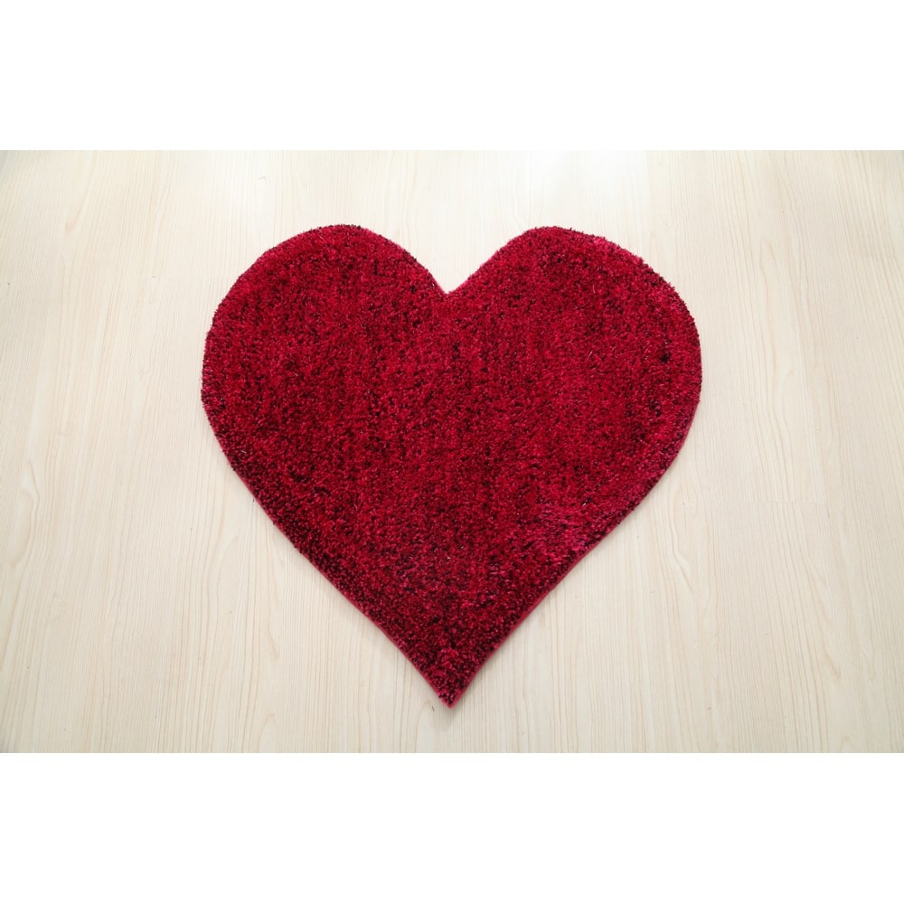 Hearts Collection Hand Woven Shag Area Rug - 24" x 24"