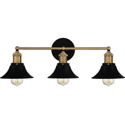 Trafalgar 3-Light Matte Black Vanity Light