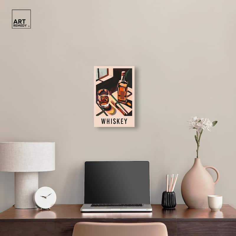 Whiskey Poster Canvas by Art Remedy, Gallery Wrapped