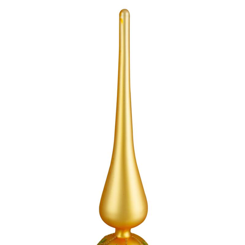 14.75" Gold Glitter Glass Finial Christmas Tree Topper - 14.75