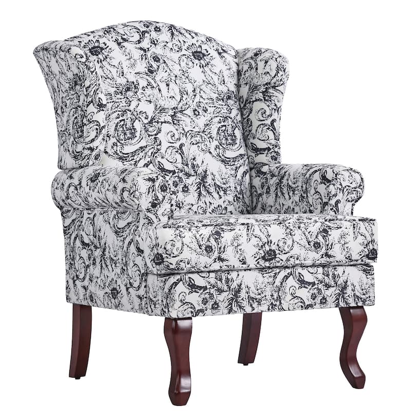 Elegant Living Room Wing Back Arm Chair Upholstered Accent Chair