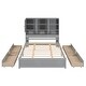 preview thumbnail 6 of 18, Queen Size Platform Bed with Storage Headboard and 4-Drawers, Grey