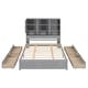 preview thumbnail 6 of 5, Queen Size Platform Kids Bed Frame with 4-Drawers and Storage Headboard, Grey