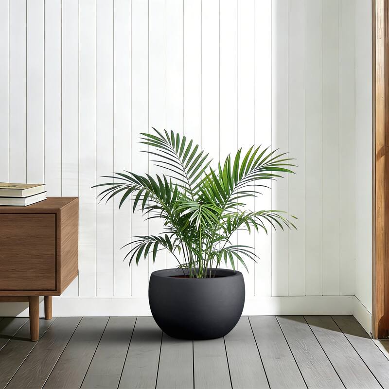 Concrete Round Bowl Planter with Drainage Hole(Upgraded Interior)