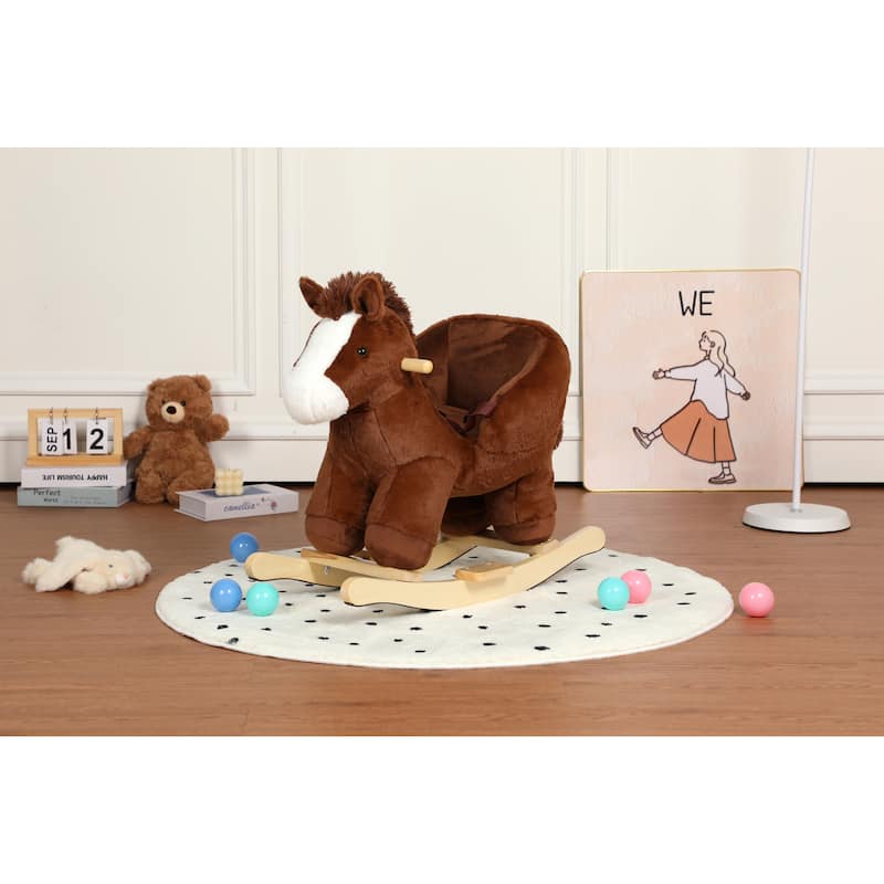 Anmytek Rocking Christmas Deer Toy Plush Interactive Toddler Rocker with Sound Motor Skills Gift