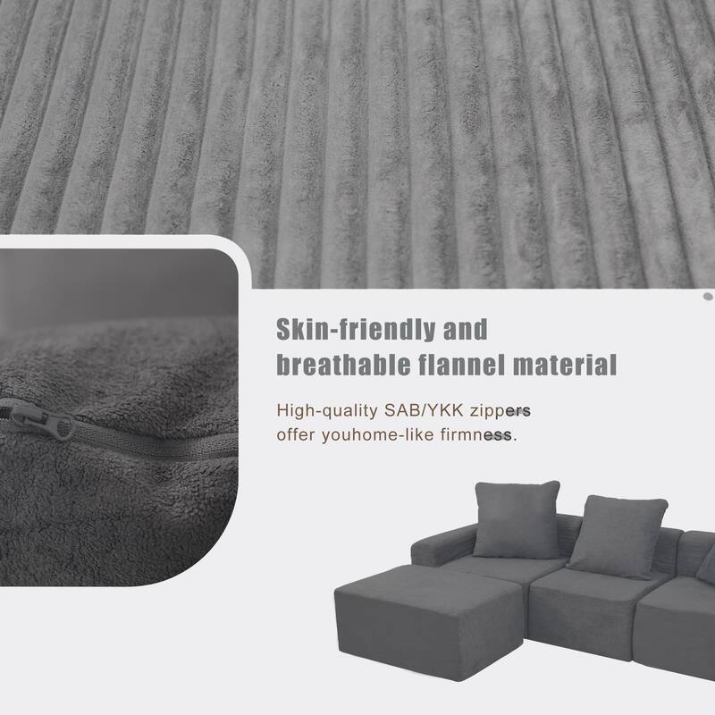 Convertible Modular Sectional Sofa Set Popular Microfiber Fabric Compression Sofa