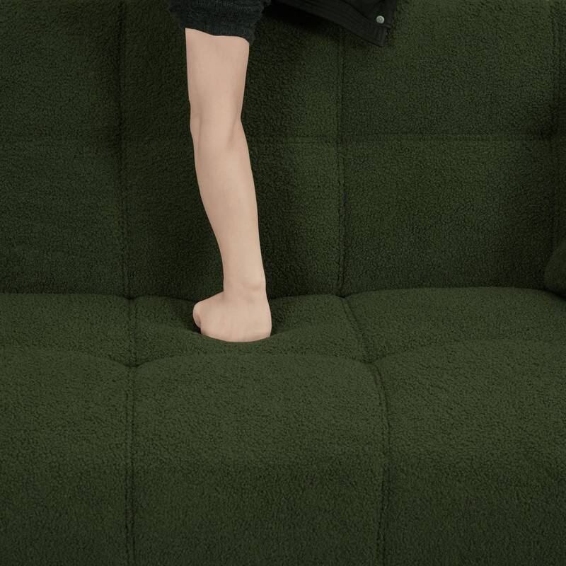 70" Modern Pullout Sofa Bed with Foldable Armrests, Two Throw Pillows