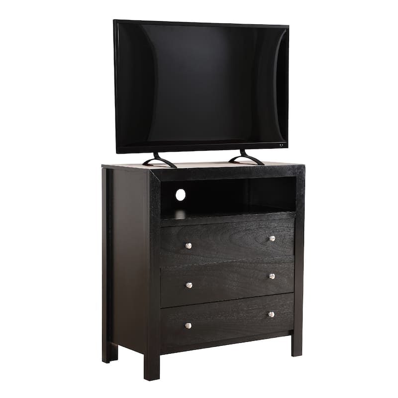 3-Drawer Wooden TV Media Chest - 36" - Black
