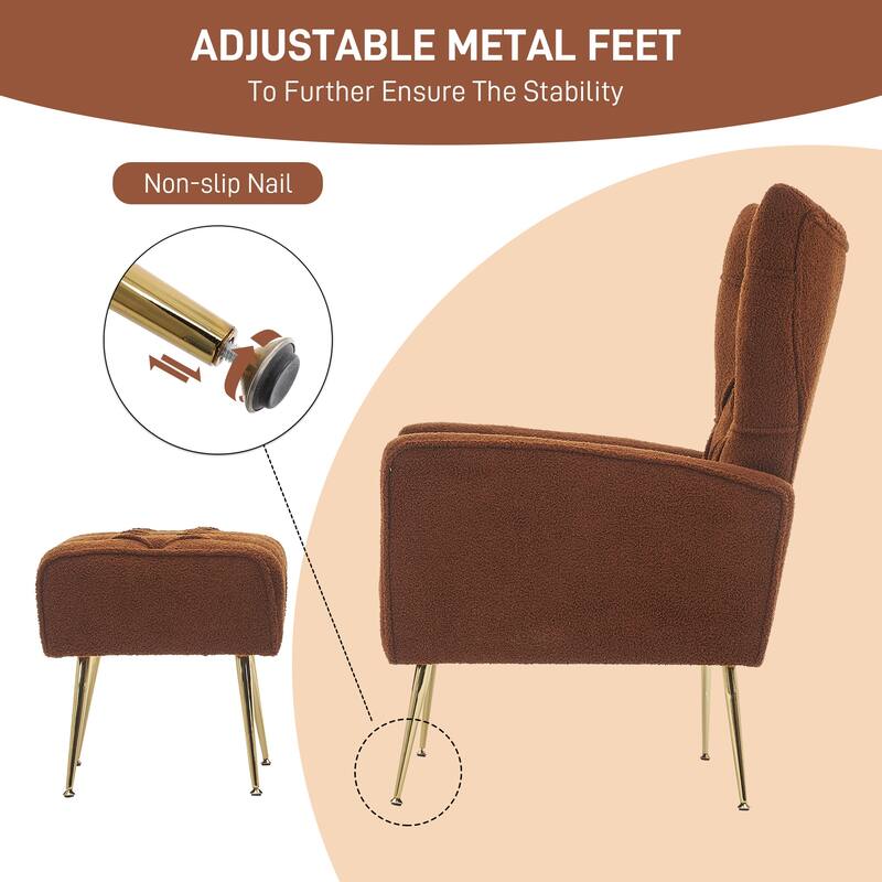 Ouyessir Upholstered Tufted Accent Chair with Ottoman