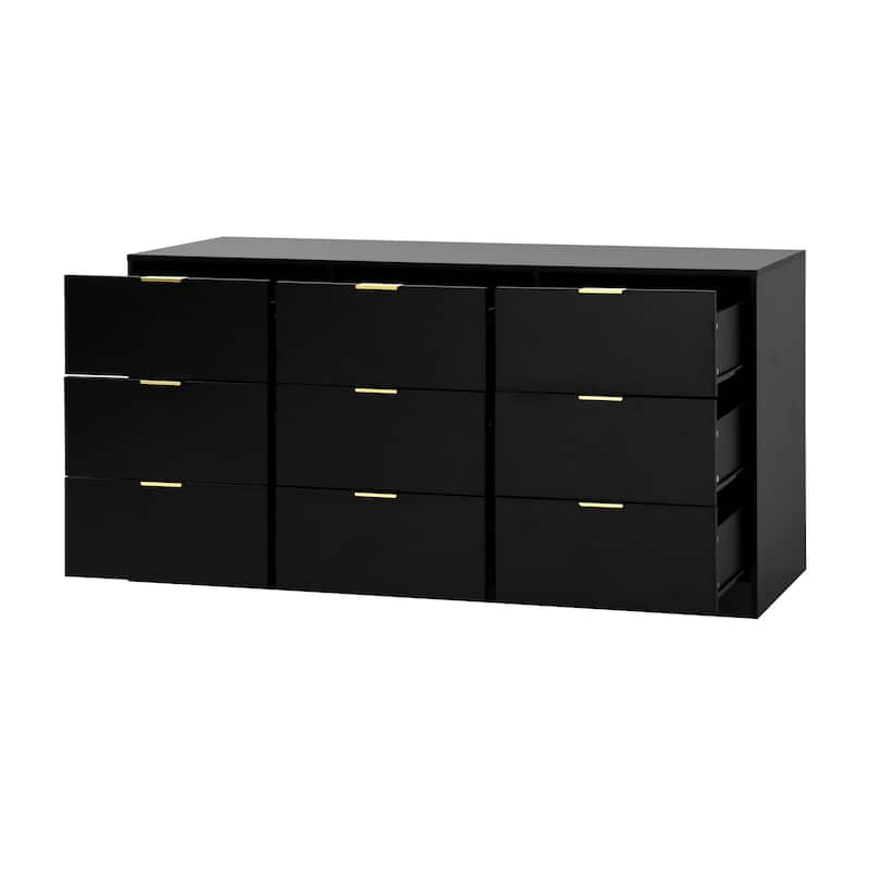 9 Drawer Dresser, 63"Large Deep Chest of Drawers, Wooden Dresser Storage Cabinet with 9 Drawers for Bedroom, Long Dressers