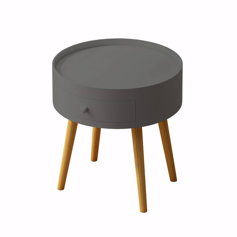 15" Round Storage Drawer Bedside Table