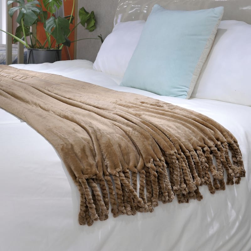 Rope Braided Flannel Fleece Throw