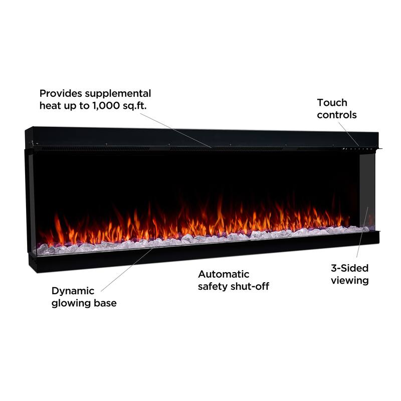 Real Flame 64" 3-Sided SMART Electric Fireplace Insert
