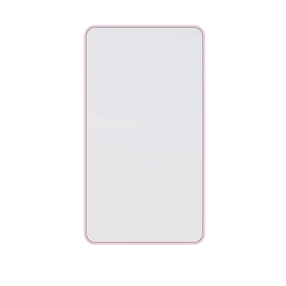 Glass Warehouse 40 in. H x 22 in. W Radius Corner Stainless Steel Framed Mirror