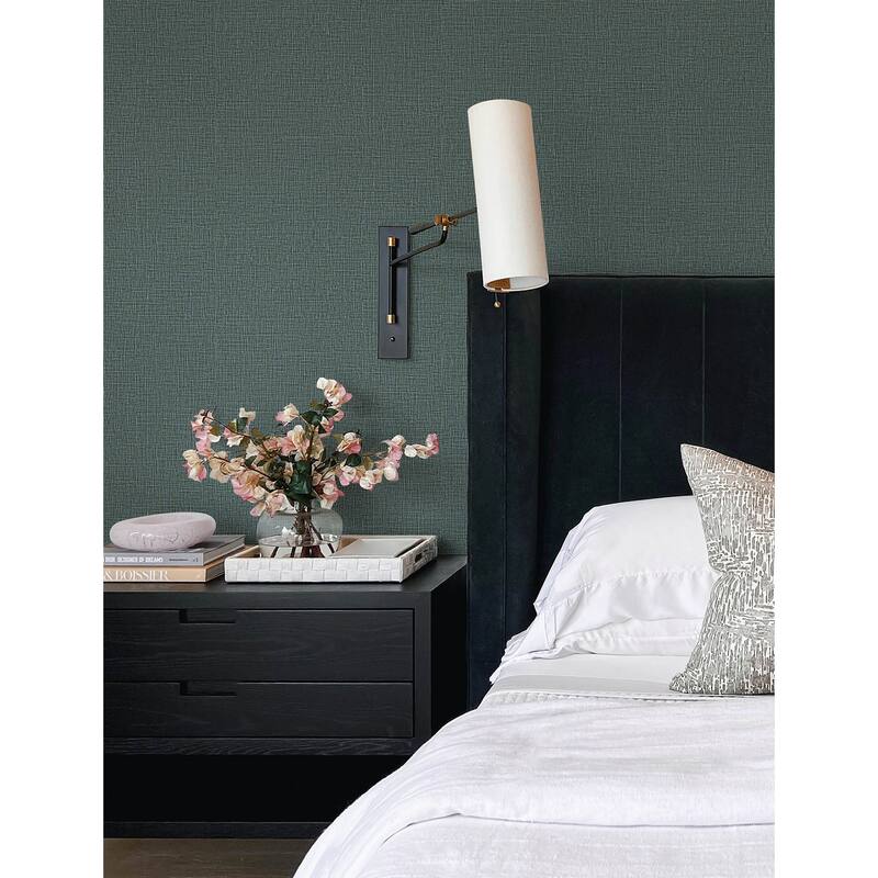 Advantage Eagen Sapphire Linen Weave Wallpaper