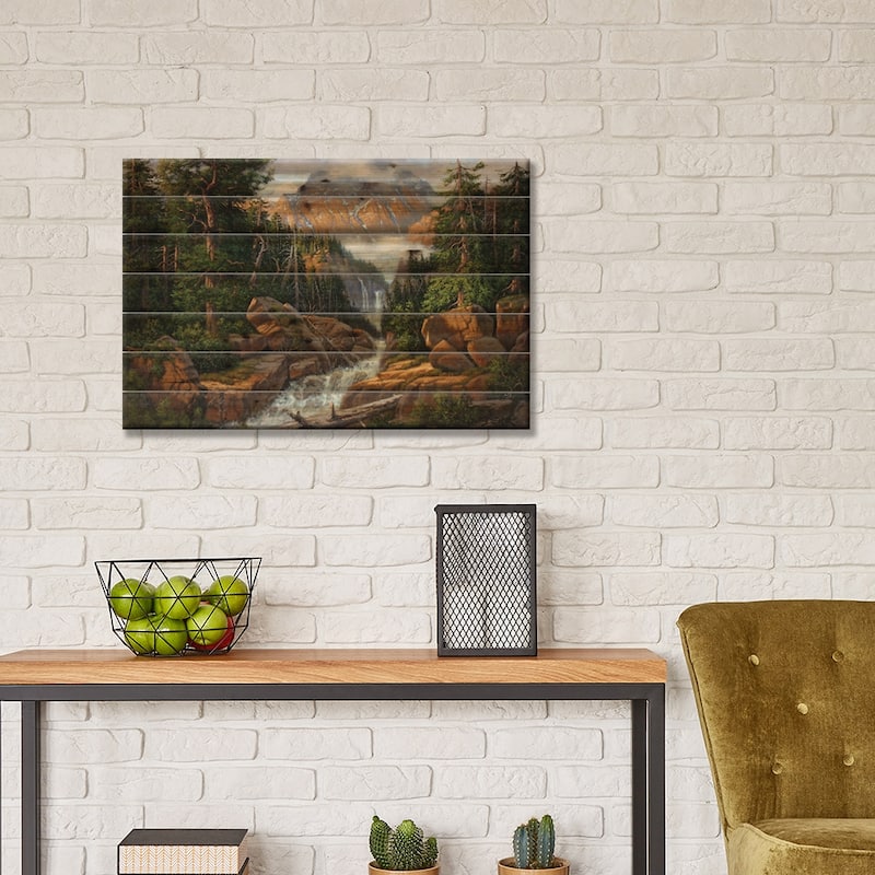 Peek At The Falls Print On Wood by Derk Hansen - Multi-Color