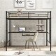 preview thumbnail 2 of 10, Full Loft Bed with Desk, Shelving, and Black Metal Frame