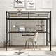 preview thumbnail 9 of 14, Twin/Full Size Metal Loft Bed w/Desk, Shelves & 2 Built-in Ladders, Sturdy Metal Twin/Full Bedframe w/Safety Guardrails for Kids Black - Full