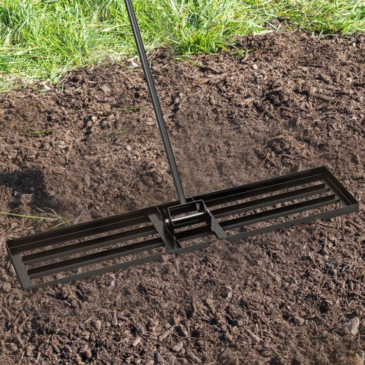 Heavy Duty Lawn Leveling Rake 46" x 10" Plate, 67" Anti-Slip Handle - 46" x 10"