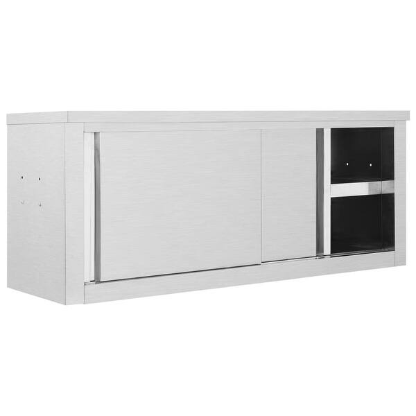 Vidaxl Kitchen Wall Cabinet With Sliding Doors 47 2 X15 7 X19 7 Stainless Steel Overstock 31881132
